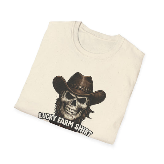 Lucky Farm T-Shirt, Skull Graphic Shirt, Rancher Farm Apparel
