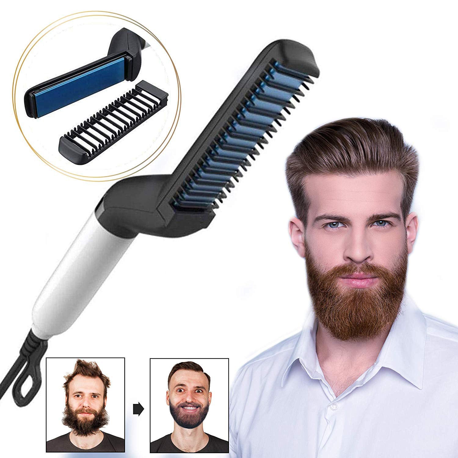 Electric Hair Styler Brush for Men, Beard Straightener - The Best New Thing