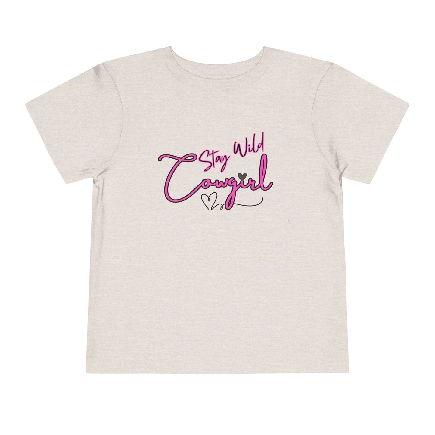 Toddler Cowgirl Tee with playful 'Stay Wild Cowgirl' design on soft lightweight fabric.