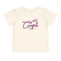 Toddler Cowgirl Tee featuring a playful design that says 'Stay Wild Cowgirl' on a soft, lightweight fabric.