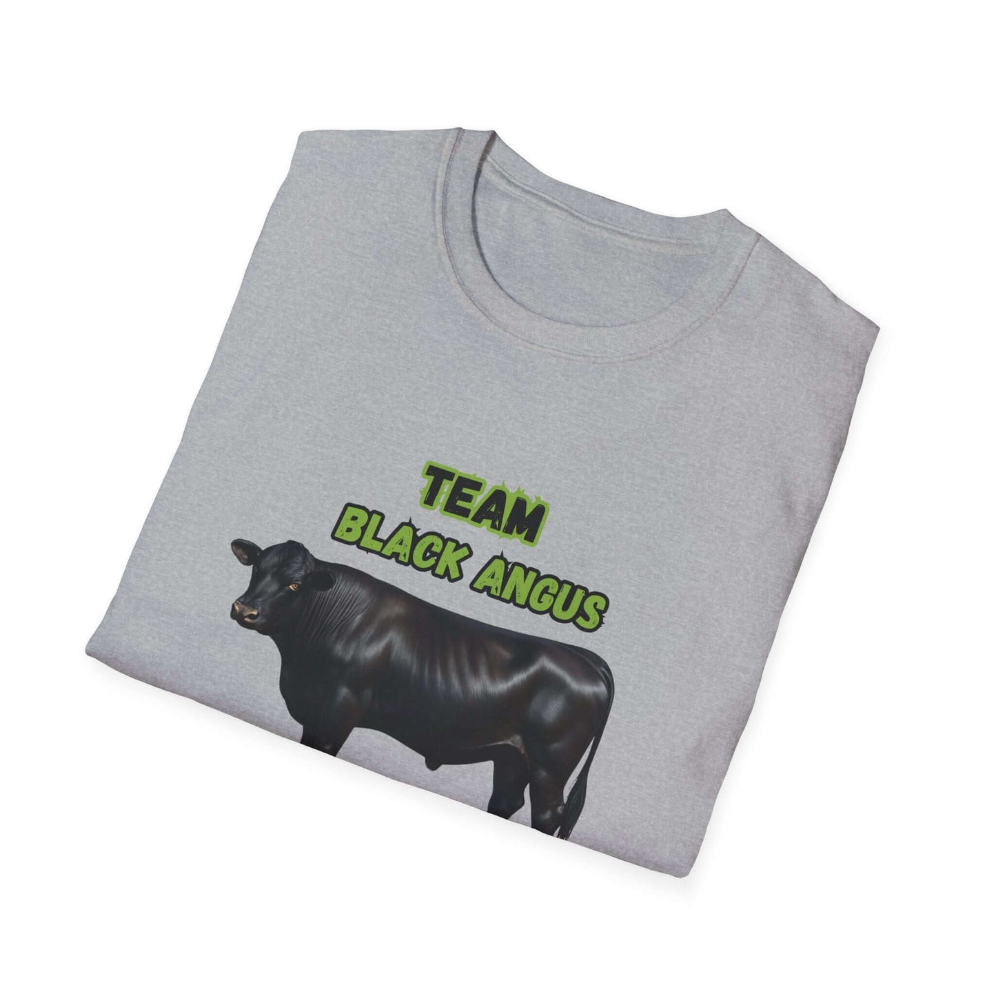 Black Angus Lover T-Shirt featuring a black cow design with 'TEAM BLACK ANGUS' text.