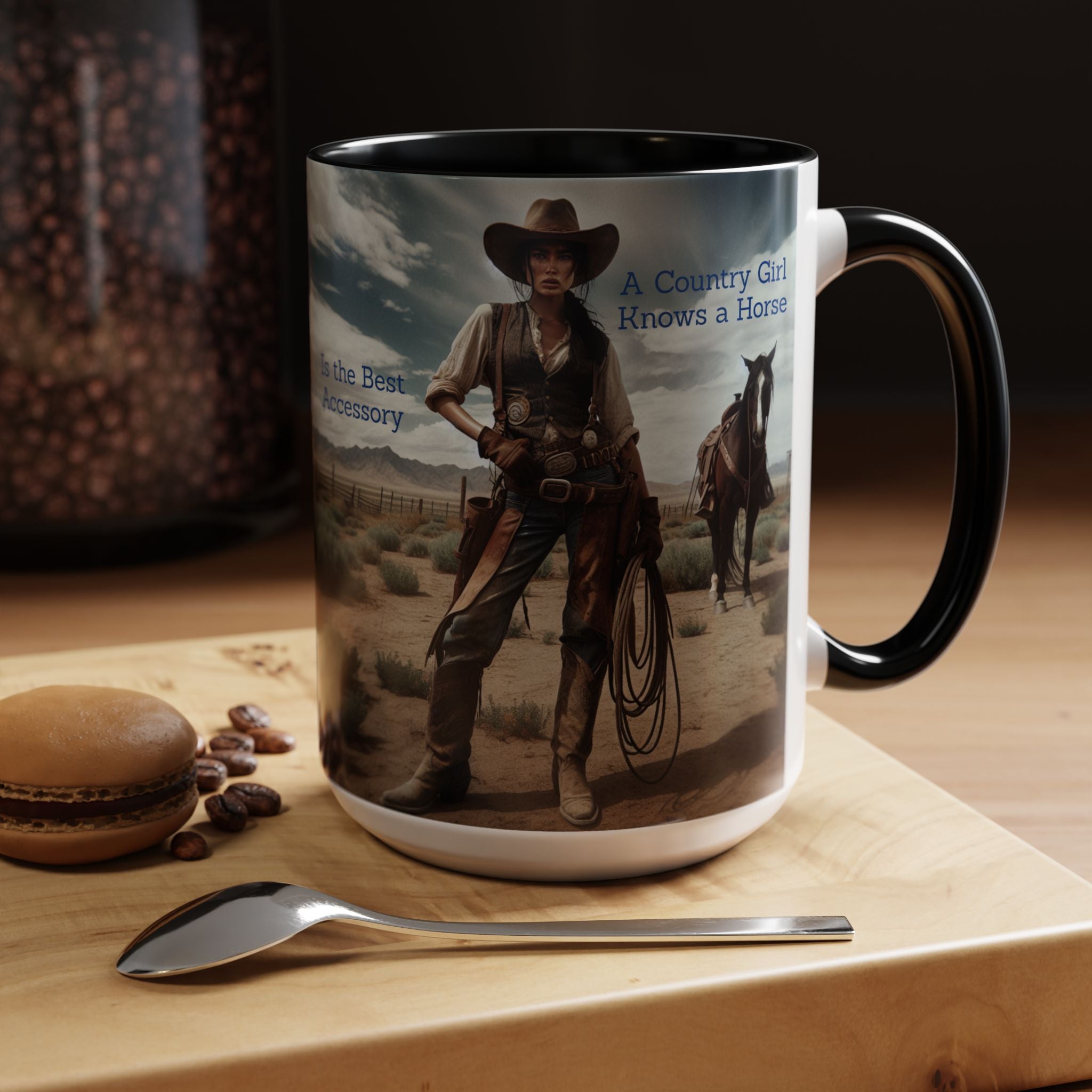 Country Girl Coffee Mug, A Cowgirl Knows a Horse is the Best Accessory, 15oz