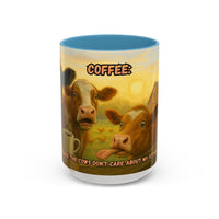 Cow Farm Mug featuring humorous cows and text "Because Cows Don't Care About My Attitude" for cow lovers.