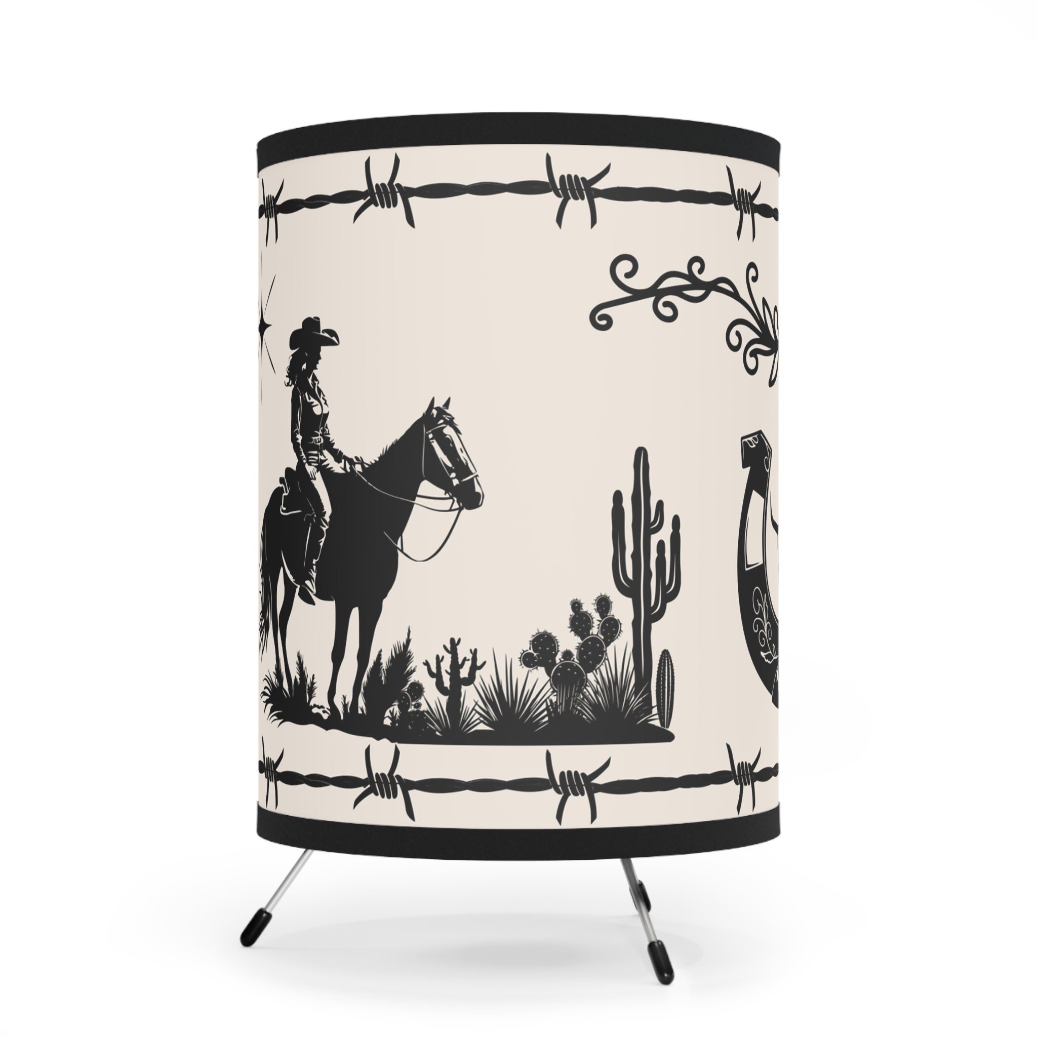 Western Cowboy Tripod Lamp — Western Printed Nightshade