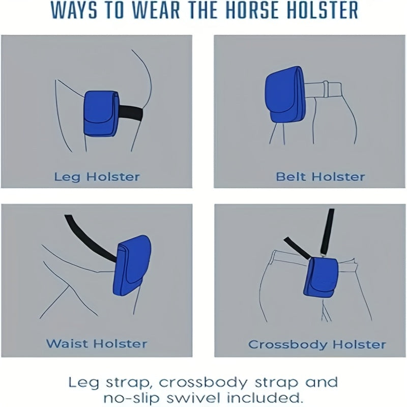 Ways to wear the Cell Phone Holster with options for leg, belt, waist, and crossbody styles.