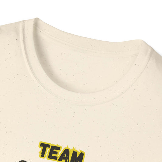 Charolais T-Shirt fabric detail showing the collar and design for Charolais Cattle Farmer Tee, Livestock Apparel.