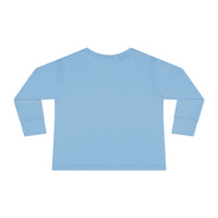 Back view of a light blue Toddler Long Sleeve Tee, ideal for young farm enthusiasts.