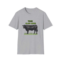 Black Angus Lover T-Shirt featuring a black cow design with 'TEAM BLACK ANGUS' text.