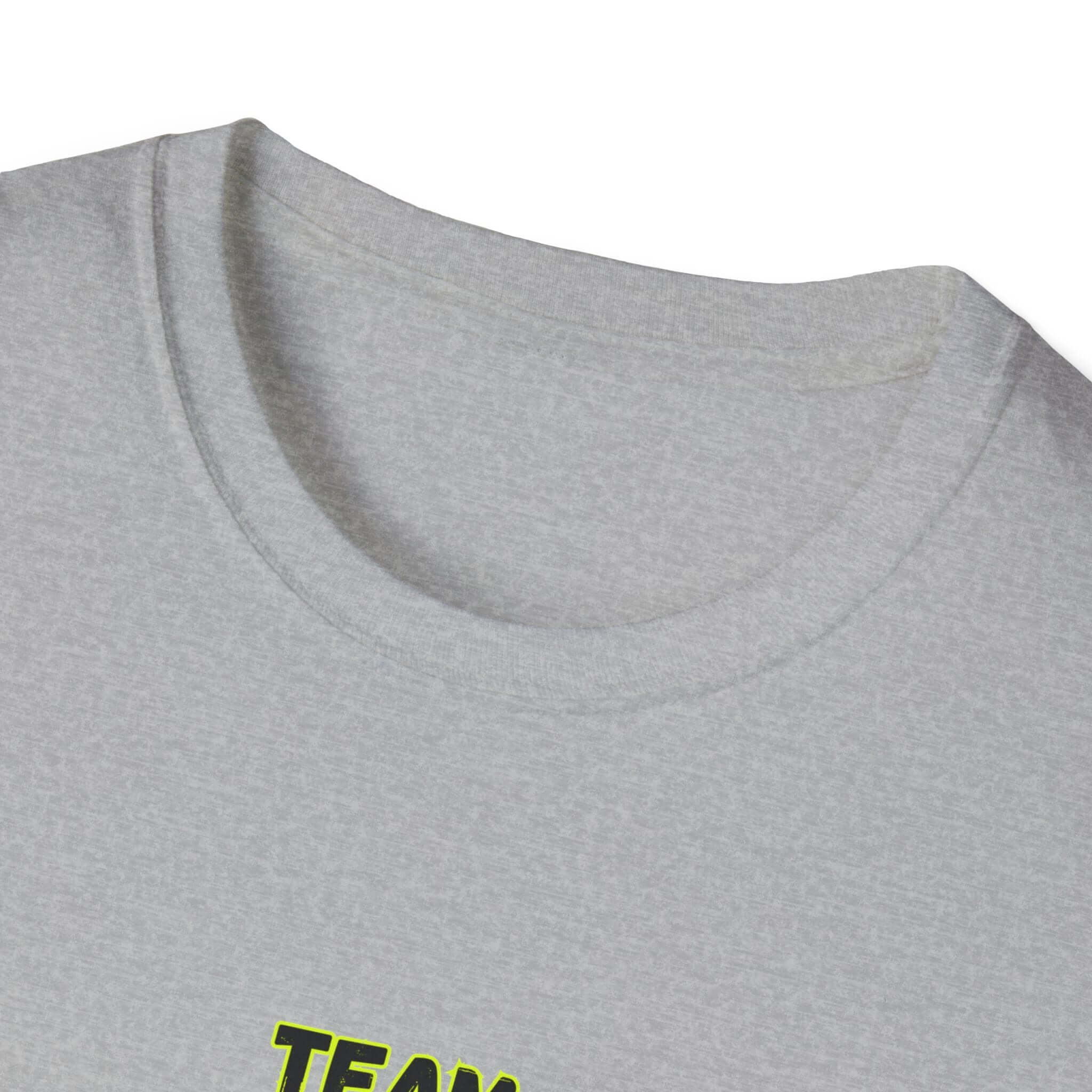 Close-up of the neckline of the Team Dairy T-Shirt, showcasing its soft fabric and vibrant print.