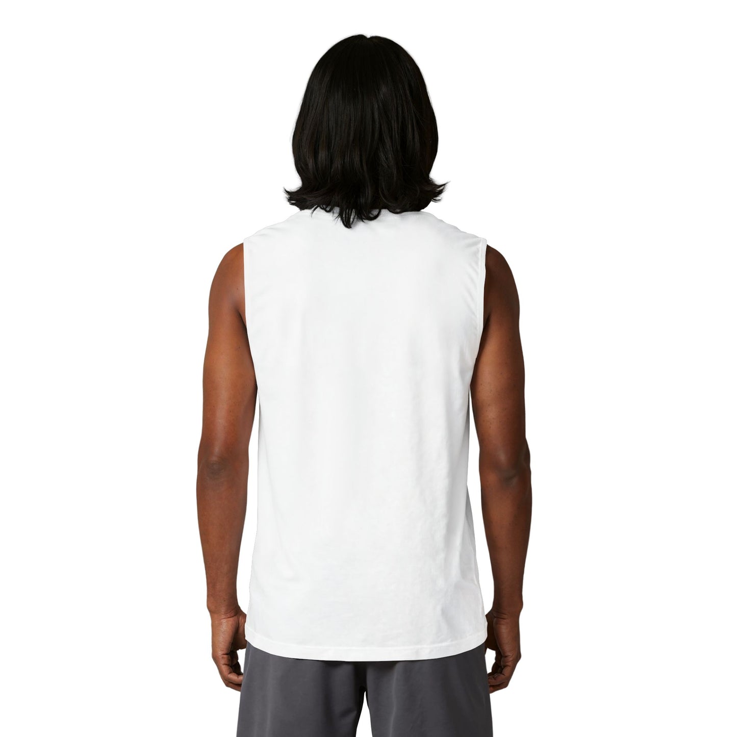 Back view of a man wearing a Country Life Tank, showcasing the comfortable design ideal for summer on the farm.