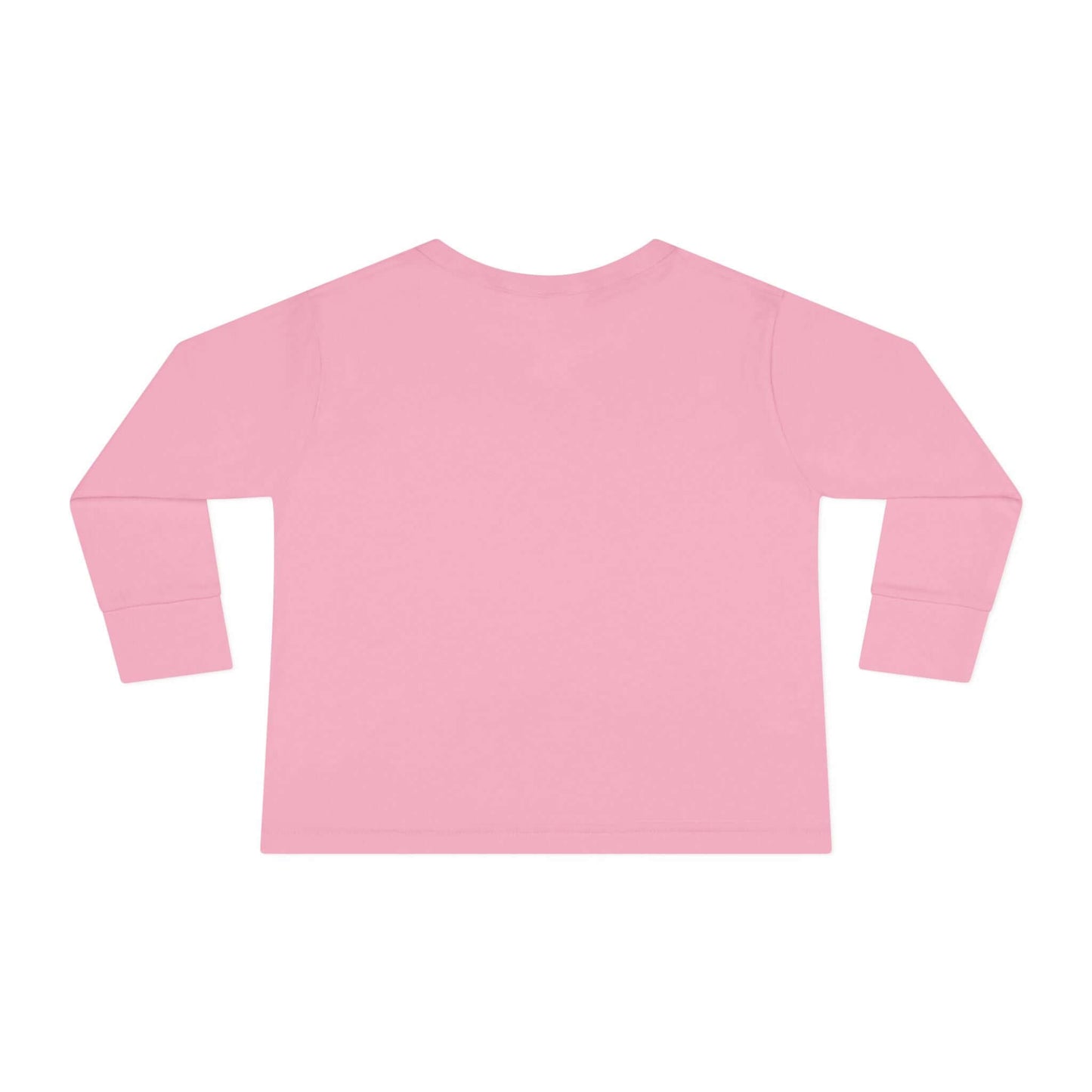 Back view of a pink Toddler Long Sleeve Tee, ideal for young farm enthusiasts.
