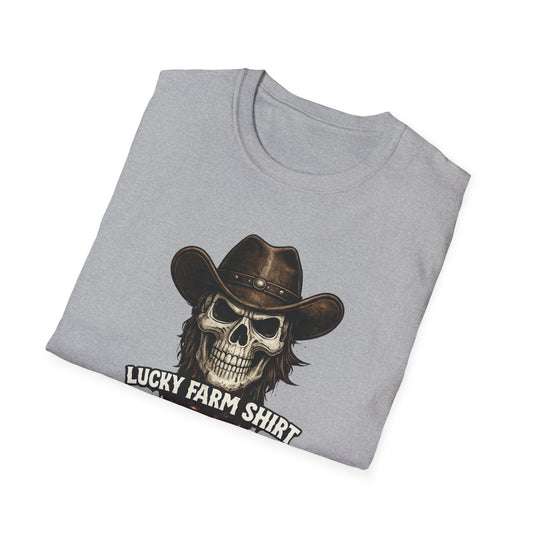 Lucky Farm T-Shirt, Skull Graphic Shirt, Rancher Farm Apparel