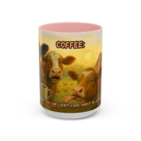 Cow Farm Mug featuring cows and humorous text about attitude, perfect gift for cow lovers and dads.