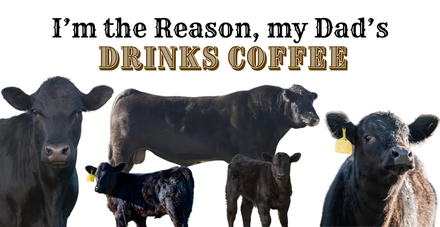 Cattle-themed coffee meme on a 15oz Cute Cow Mug for Farmers and Animal Lovers