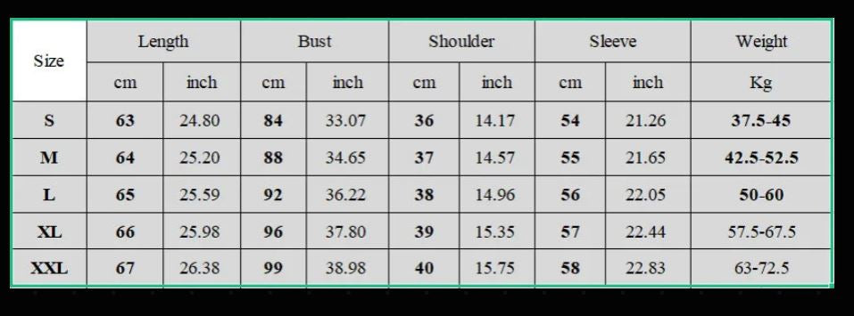 Clothing size chart for Long Sleeve Denim Shirt for Women Lyocell Western Blouse