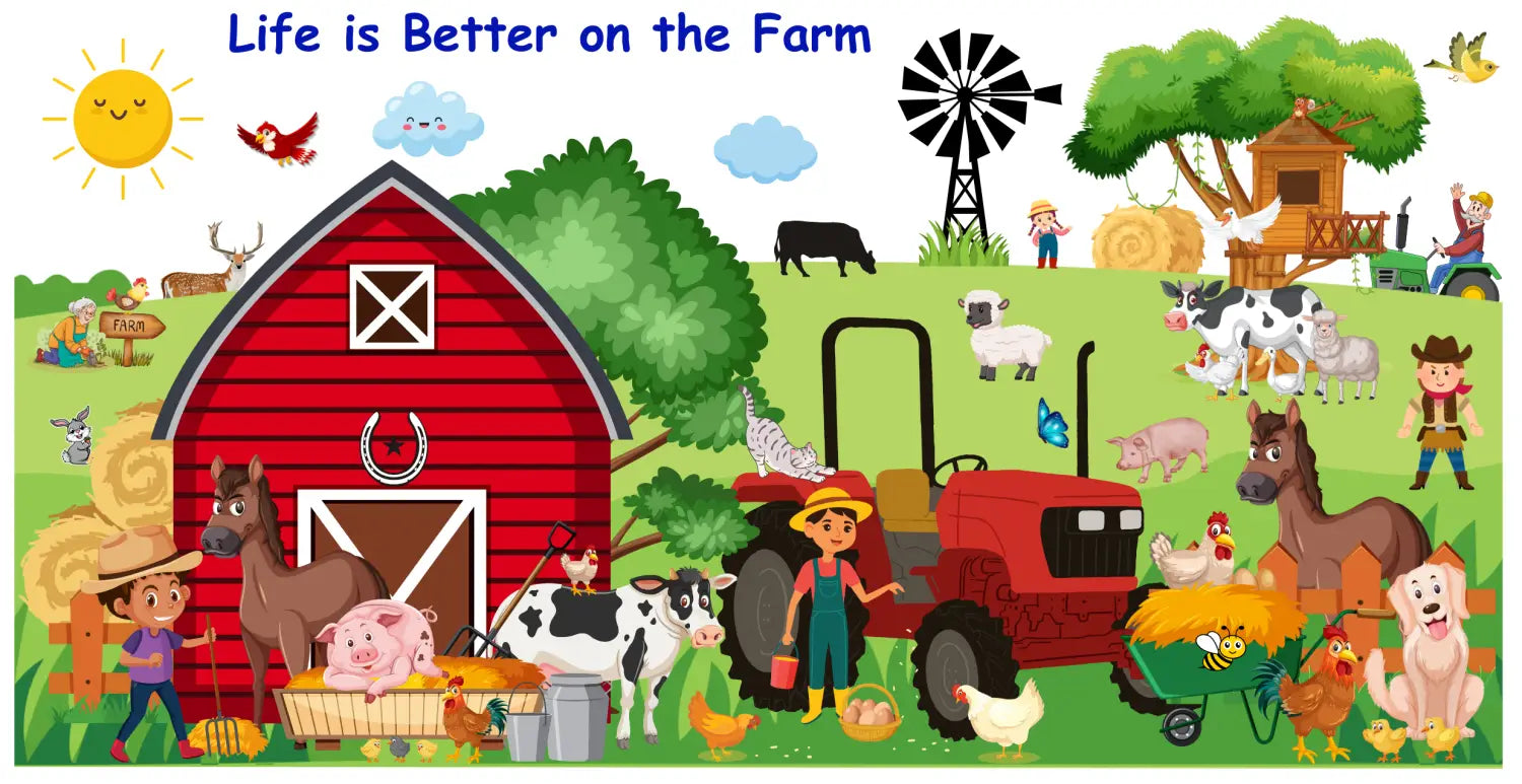 Colorful farm scene on a Kids Cartoon Mug Featuring Farming and Joy for Kids