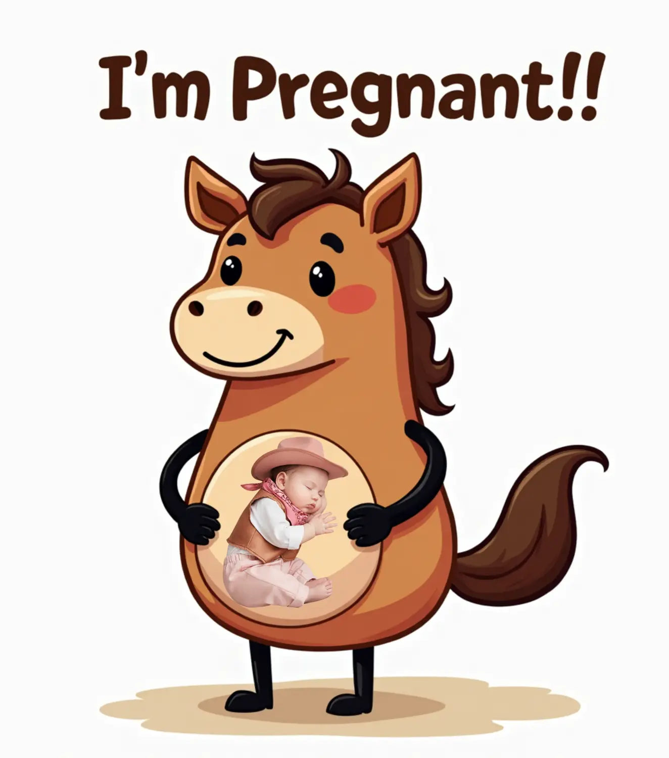 Pregnant Horse Cartoon Long Sleeve Tee Horse Humor Shirt Cowgirl Maternity Gifts