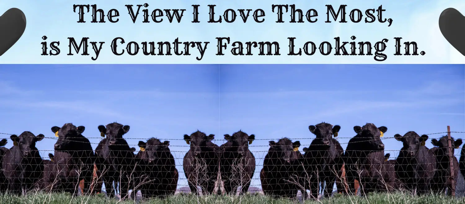 Black cattle behind a fence displayed on Farmer Coffee Tumbler featuring country cow design