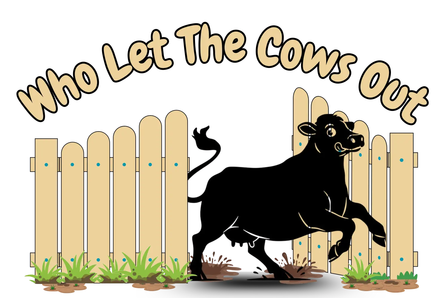 Black Cow Sticker on Who Let the Cows Out Farm Hoodie