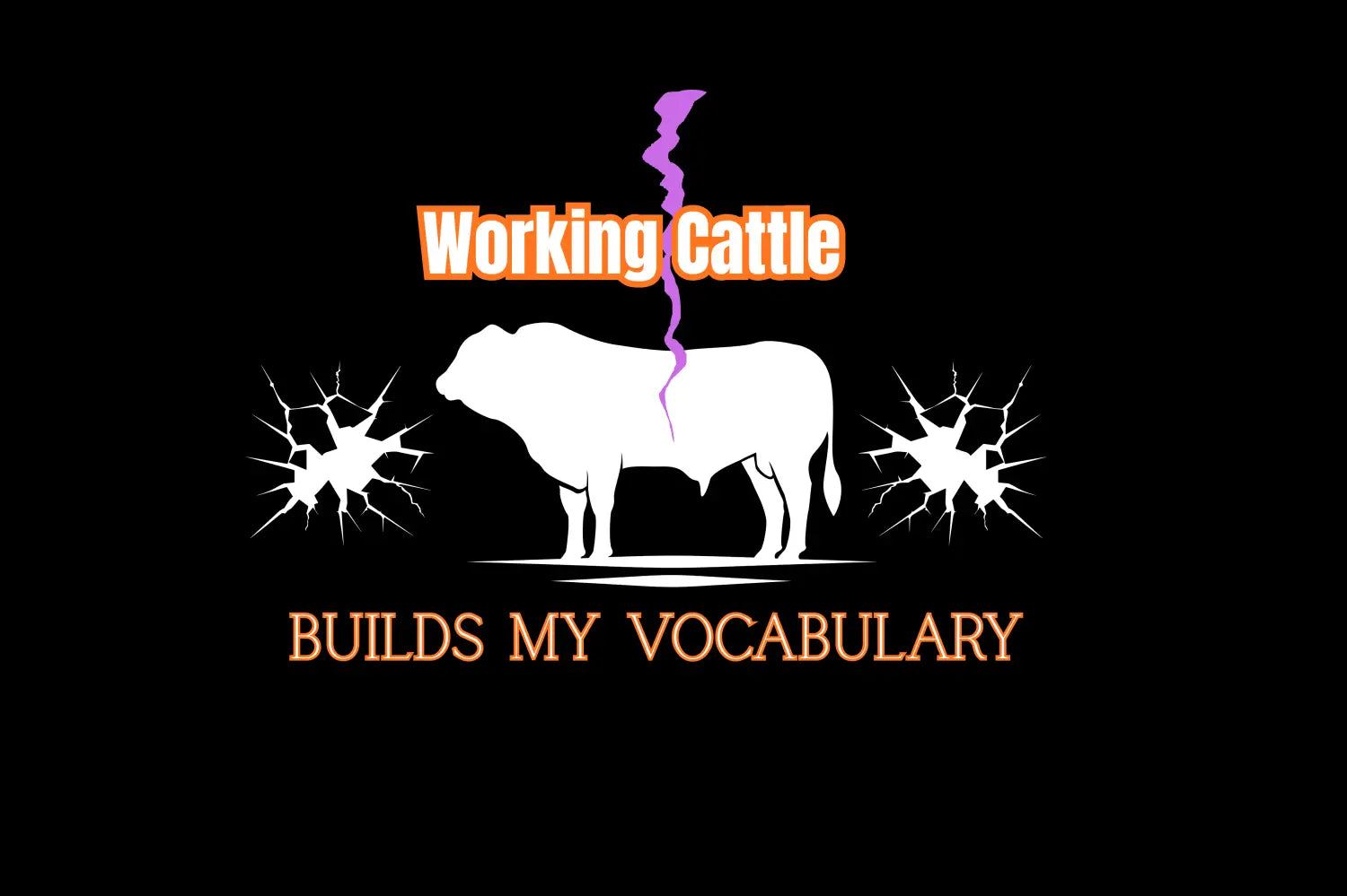 Black and white cow silhouette with purple crack on fleece farm hoodie