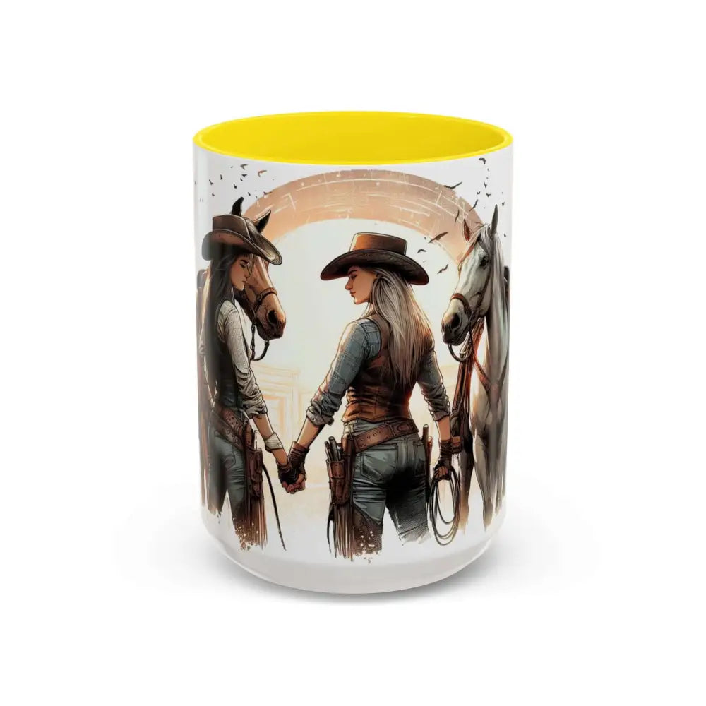 Best Friends Forever Cowgirl Coffee Mug Gift Funny Best BBF Friends Bestie Gift 15oz - 15oz / Yellow - Mugs