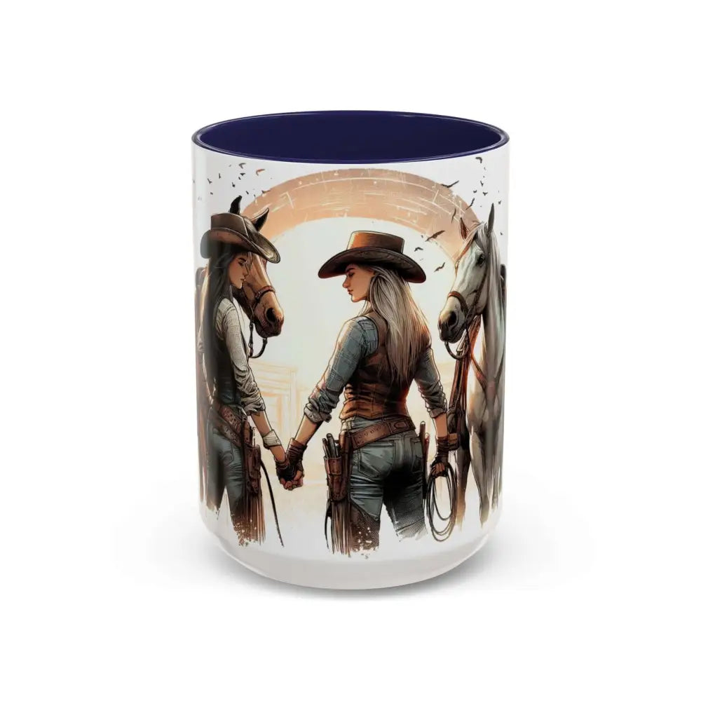 Best Friends Forever Cowgirl Coffee Mug Gift Funny Best BBF Friends Bestie Gift 15oz - 15oz / Navy - Mugs