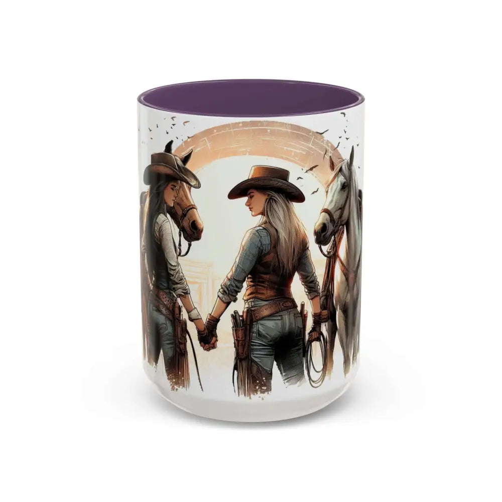 Best Friends Forever Cowgirl Coffee Mug Gift Funny Best BBF Friends Bestie Gift 15oz - 15oz / Purple - Mugs