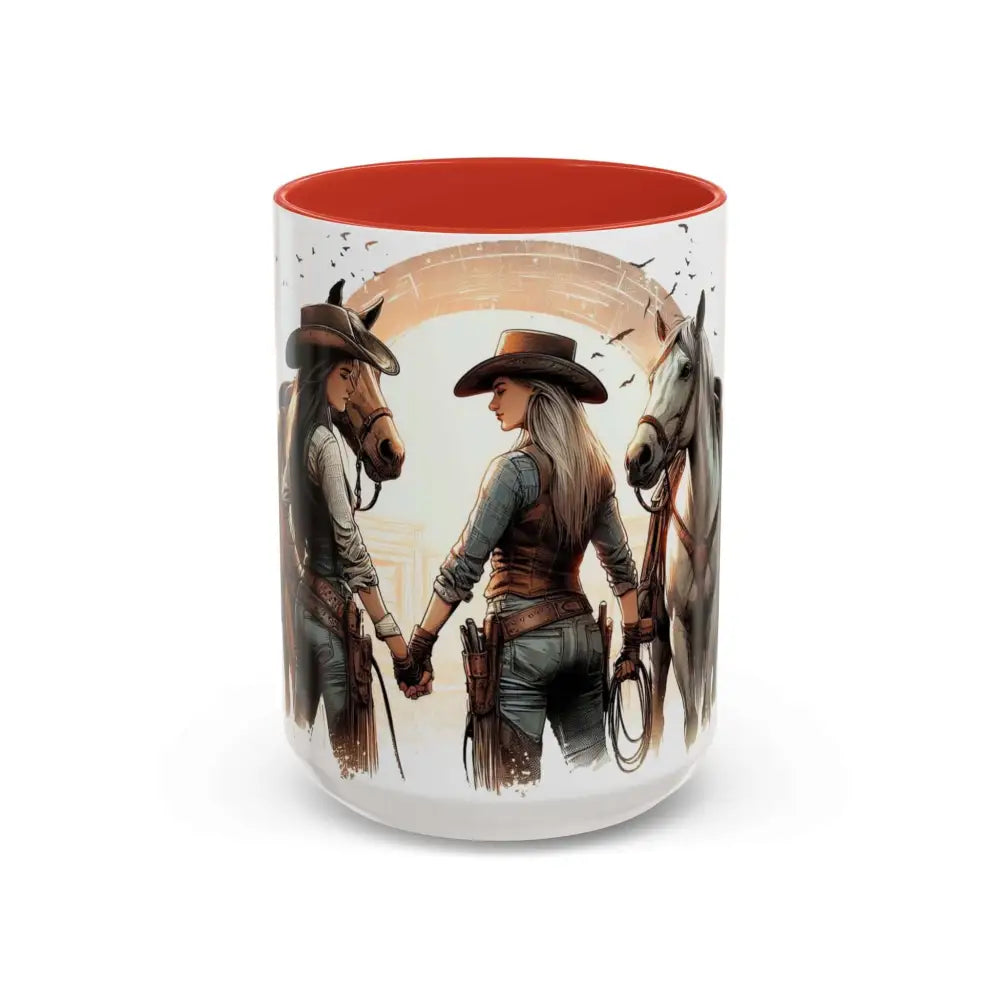 Best Friends Forever Cowgirl Coffee Mug Gift Funny Best BBF Friends Bestie Gift 15oz - 15oz / Red - Mugs