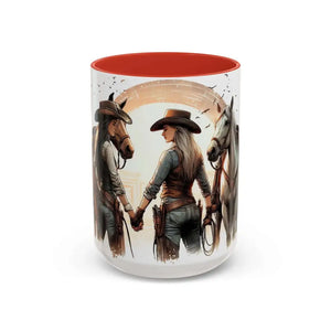 Best Friends Forever Cowgirl Coffee Mug Gift Funny Best BBF Friends Bestie Gift 15oz - 15oz / Red - Mugs