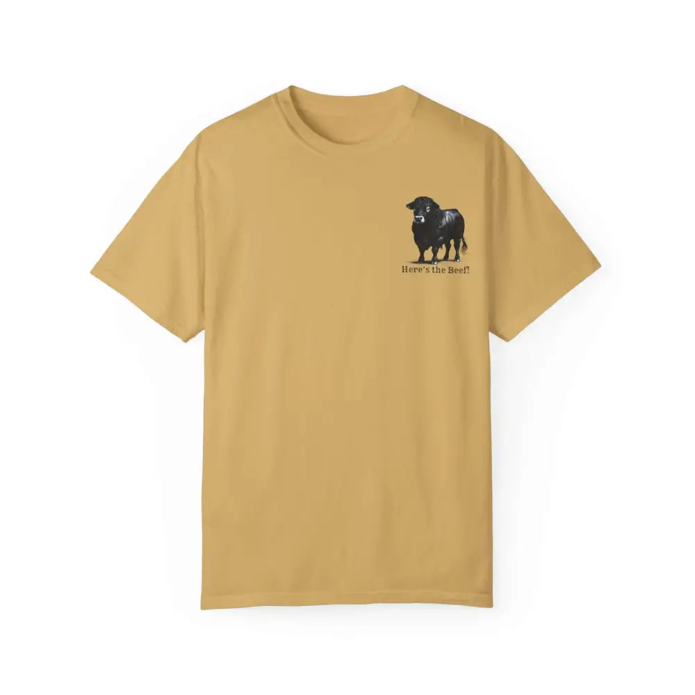 Black Angus Beef Lover Bull T-shirt Gift for Cowboys Farmers and Ranchers Gift for Him - Mustard / S - T-Shirt