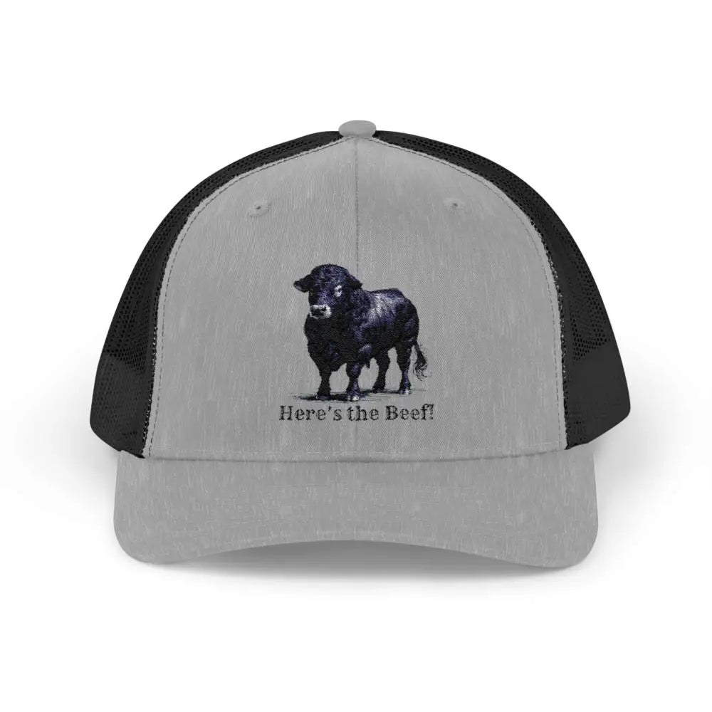 Black Angus Bull Snapback Truckers Hat Farmers and Rancher Cap Heather Grey / Black / One size Hats