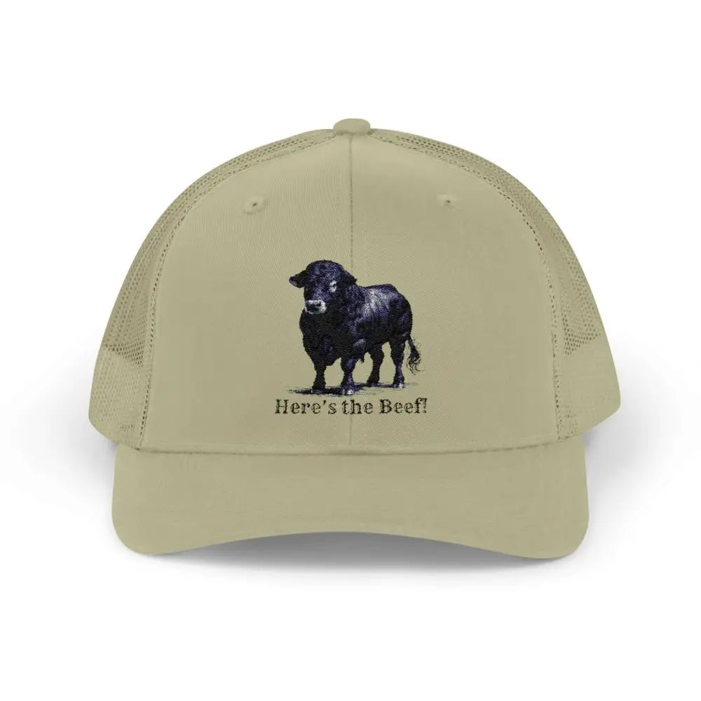Black Angus Bull Snapback Truckers Hat Farmers and Rancher Cap Khaki / One size Hats