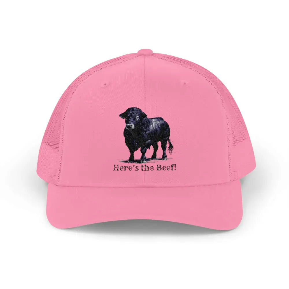 Black Angus Bull Snapback Truckers Hat Farmers and Rancher Cap Pink / One size Hats