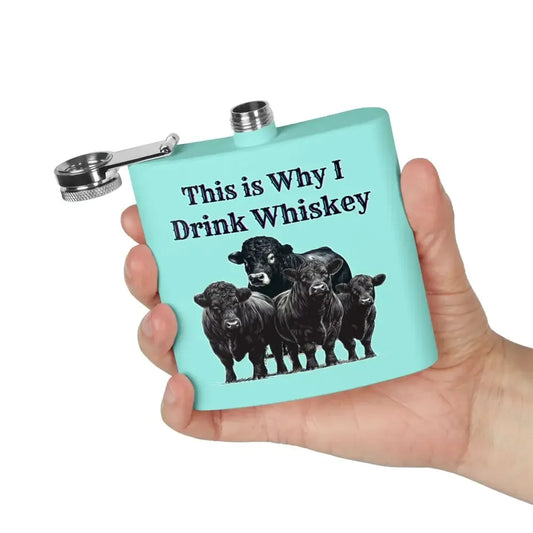 Black Angus Theme Whiskey Flask, Perfect Gift for Ranchers and Farmers - The Best New Thing