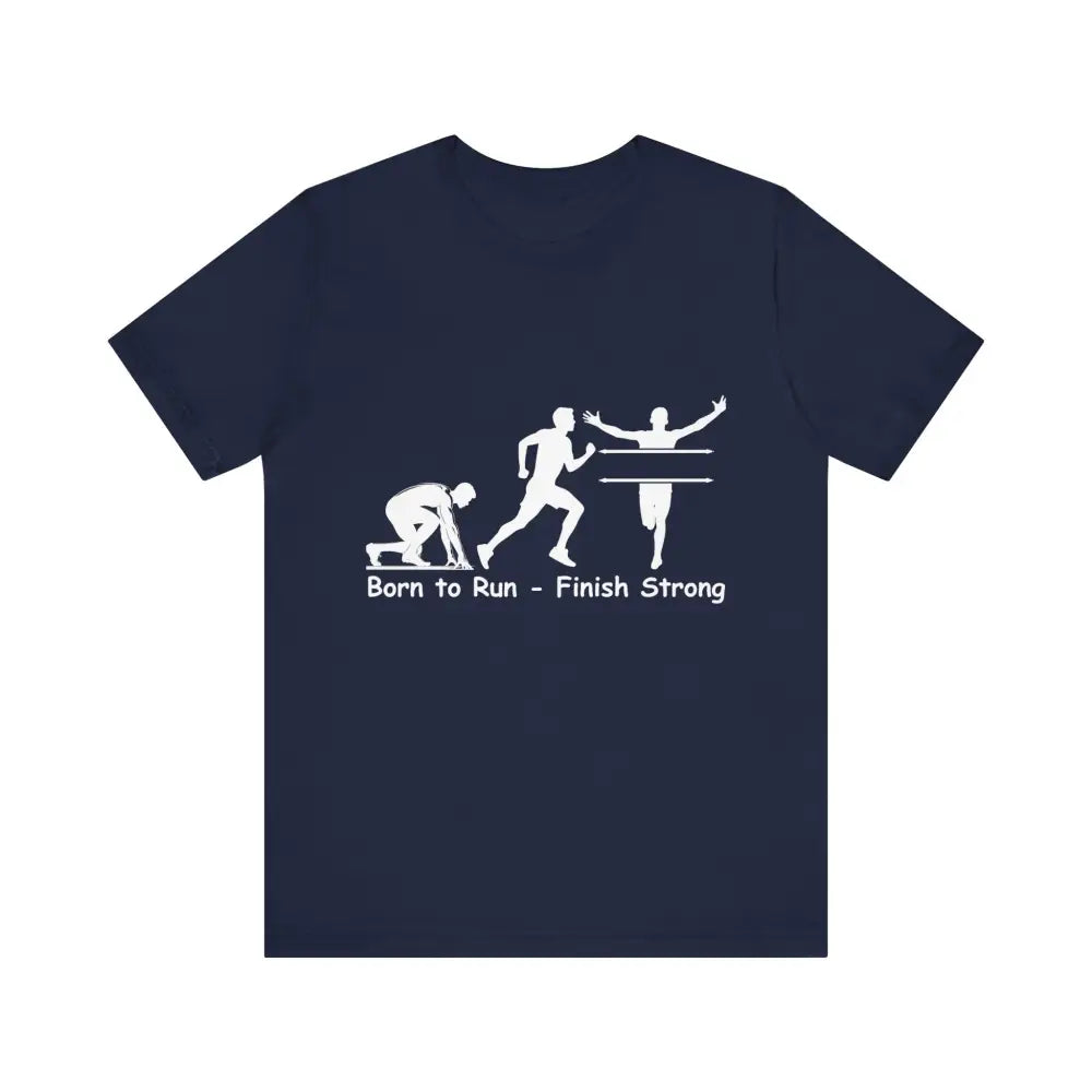 Born to Run Unisex Jersey Short Sleeve Shirt Runner Track Jogging T-Shirt Fitness Shirt - Navy / XS - T-Shirt
