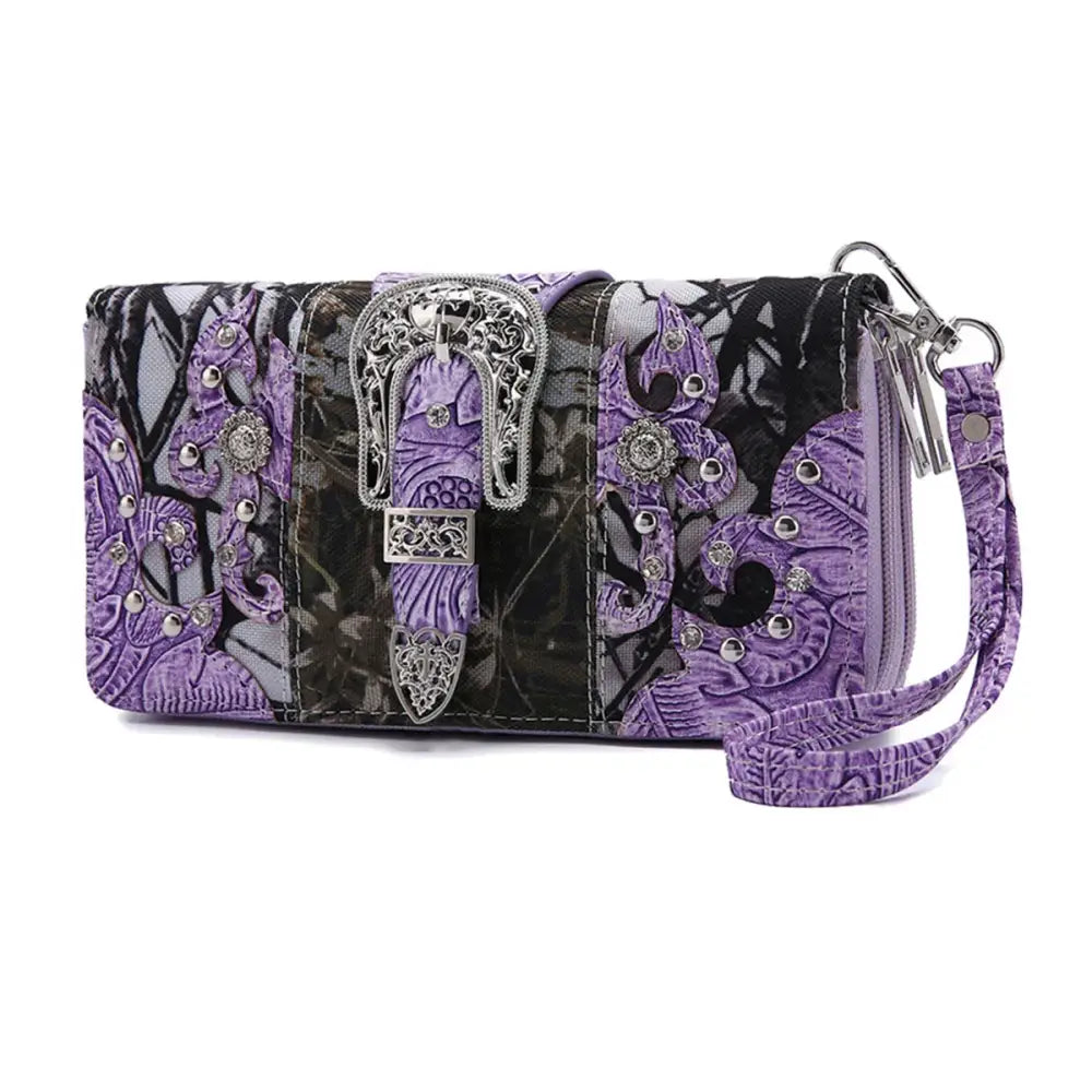 Camouflage Buckle Women Purse with Matching Wallet Set Western Handbags - Bags