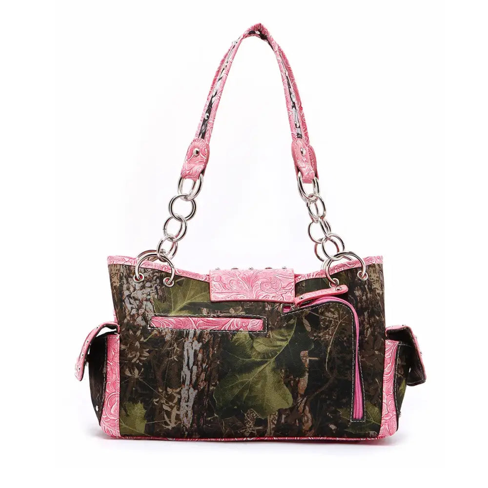 Camouflage Buckle Women Purse with Matching Wallet Set Western Handbags - Bags