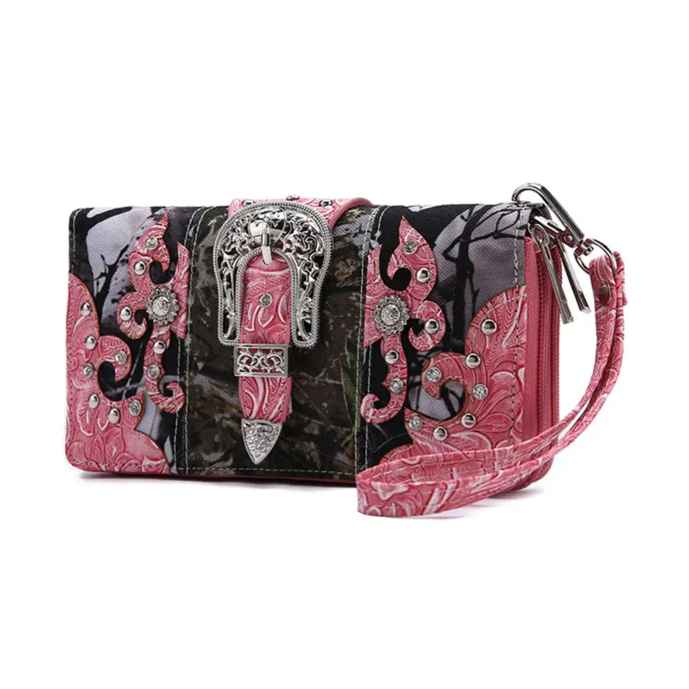 Camouflage Buckle Women Purse with Matching Wallet Set Western Handbags - Bags