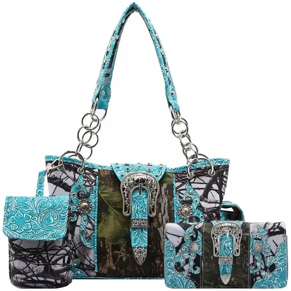 Camouflage Buckle Purse and Matching Wallet Set, Western Handbags - The Best New Thing