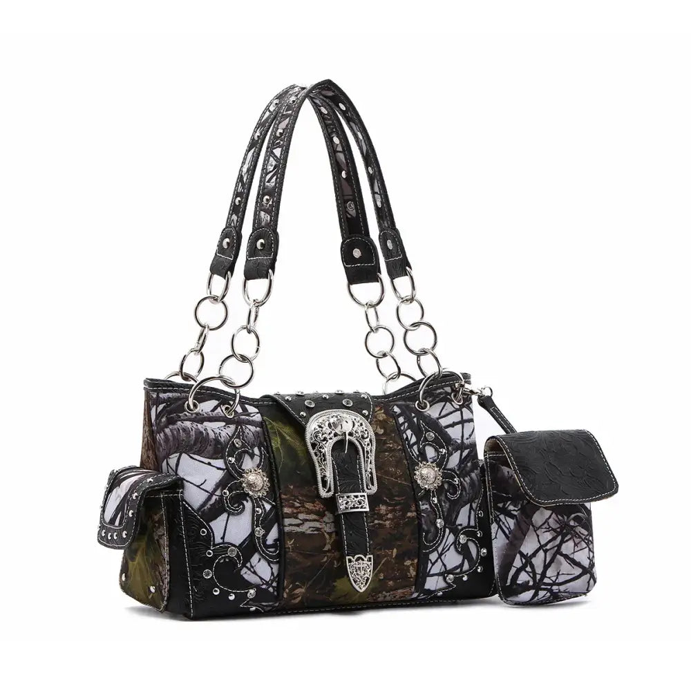 Camouflage Buckle Women Purse with Matching Wallet Set Western Handbags - Bags