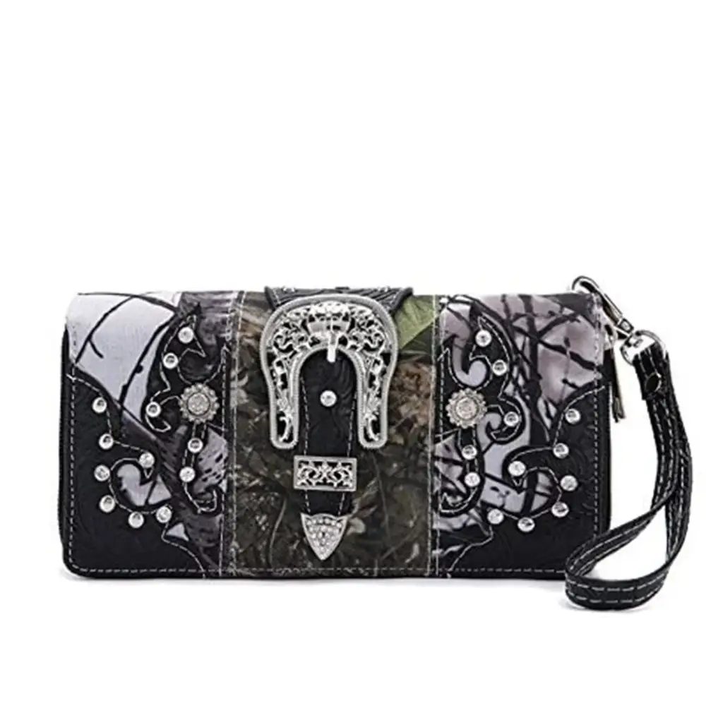 Camouflage Buckle Women Purse with Matching Wallet Set Western Handbags - Bags