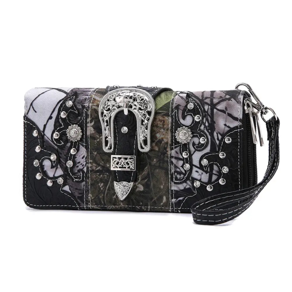 Camouflage Buckle Women Purse with Matching Wallet Set Western Handbags - Bags