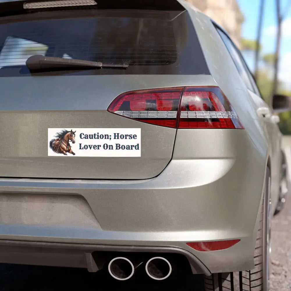 Caution; Horse Lover On Board Car Magnet | Fun Equine Decor for Animal Lovers 10’’ × 3’’ / Rectangle / 1 pc Vehicle