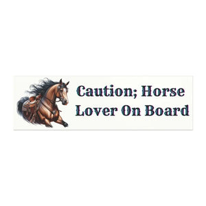 Caution; Horse Lover On Board Car Magnet | Fun Equine Decor for Animal Lovers - 10’’ × 3’’ / Rectangle / 1 pc - Vehicle