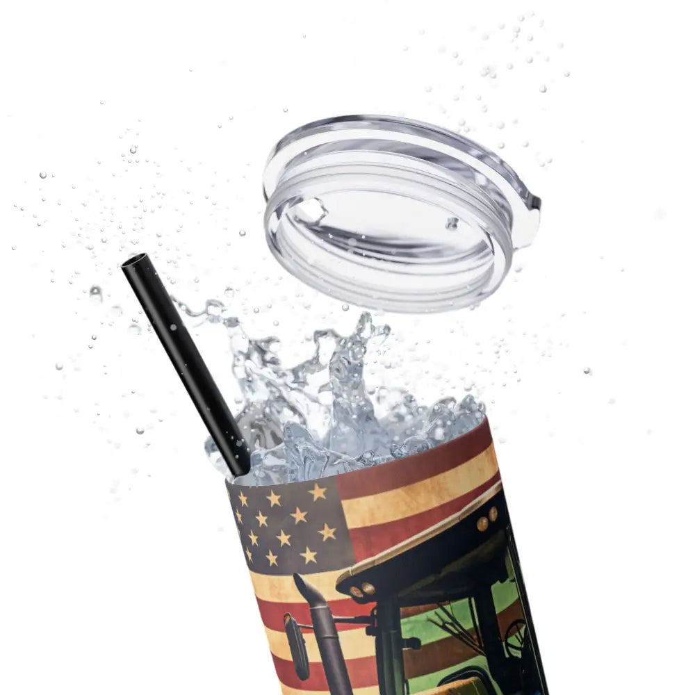 Classic Tractor Skinny Tumbler 20oz Farmhouse Drinkware Patriotic Gifts Ideal for Outdoors Gifts for Farmers BBQ