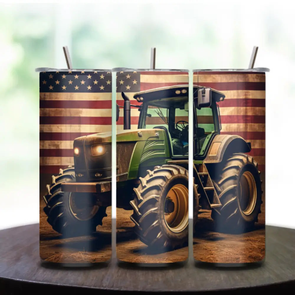 Classic Tractor Skinny Tumbler 20oz Farmhouse Drinkware Patriotic Gifts Ideal for Outdoors Gifts for Farmers BBQ