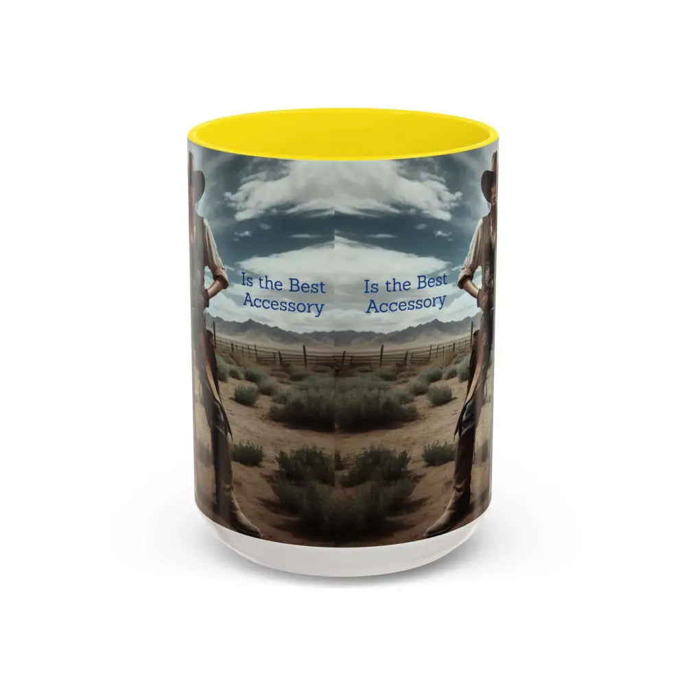 Country Girl Coffee Mug A Cowgirl Knows a Horse is the Best Accessory 15oz Cowgirl Coffee Mugs 15oz / Yellow Mugs