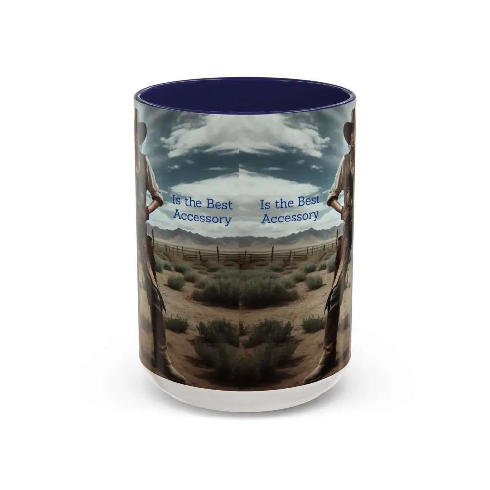 Country Girl Coffee Mug A Cowgirl Knows a Horse is the Best Accessory 15oz Cowgirl Coffee Mugs 15oz / Navy Mugs