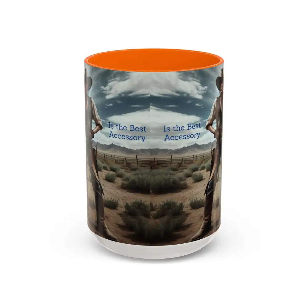 Country Girl Coffee Mug A Cowgirl Knows a Horse is the Best Accessory 15oz Cowgirl Coffee Mugs 15oz / Orange Mugs