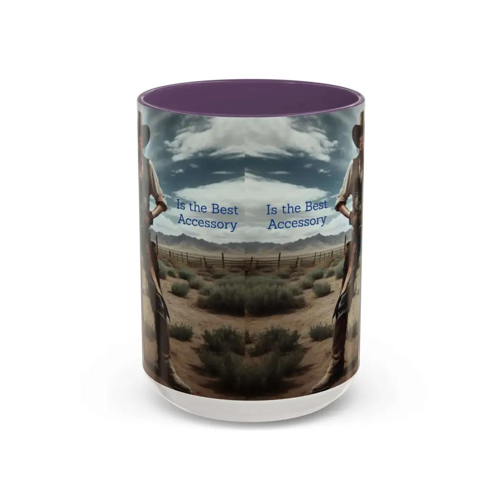 Country Girl Coffee Mug A Cowgirl Knows a Horse is the Best Accessory 15oz Cowgirl Coffee Mugs 15oz / Purple Mugs